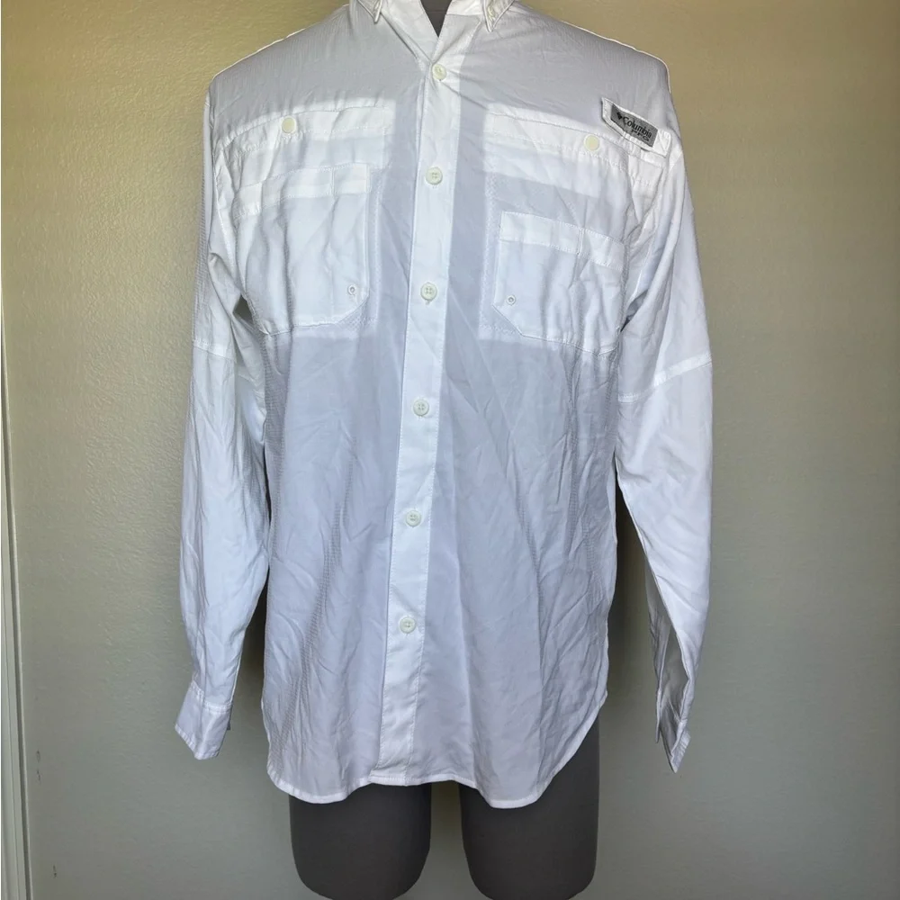 Columbia White Casual Button Down Shirt Lightweight - Picture 3 of 5